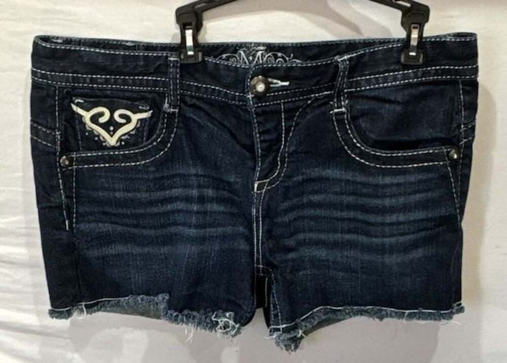 Maurices Embellished Jean Shorts Size 11/12 Dark Wash Denim